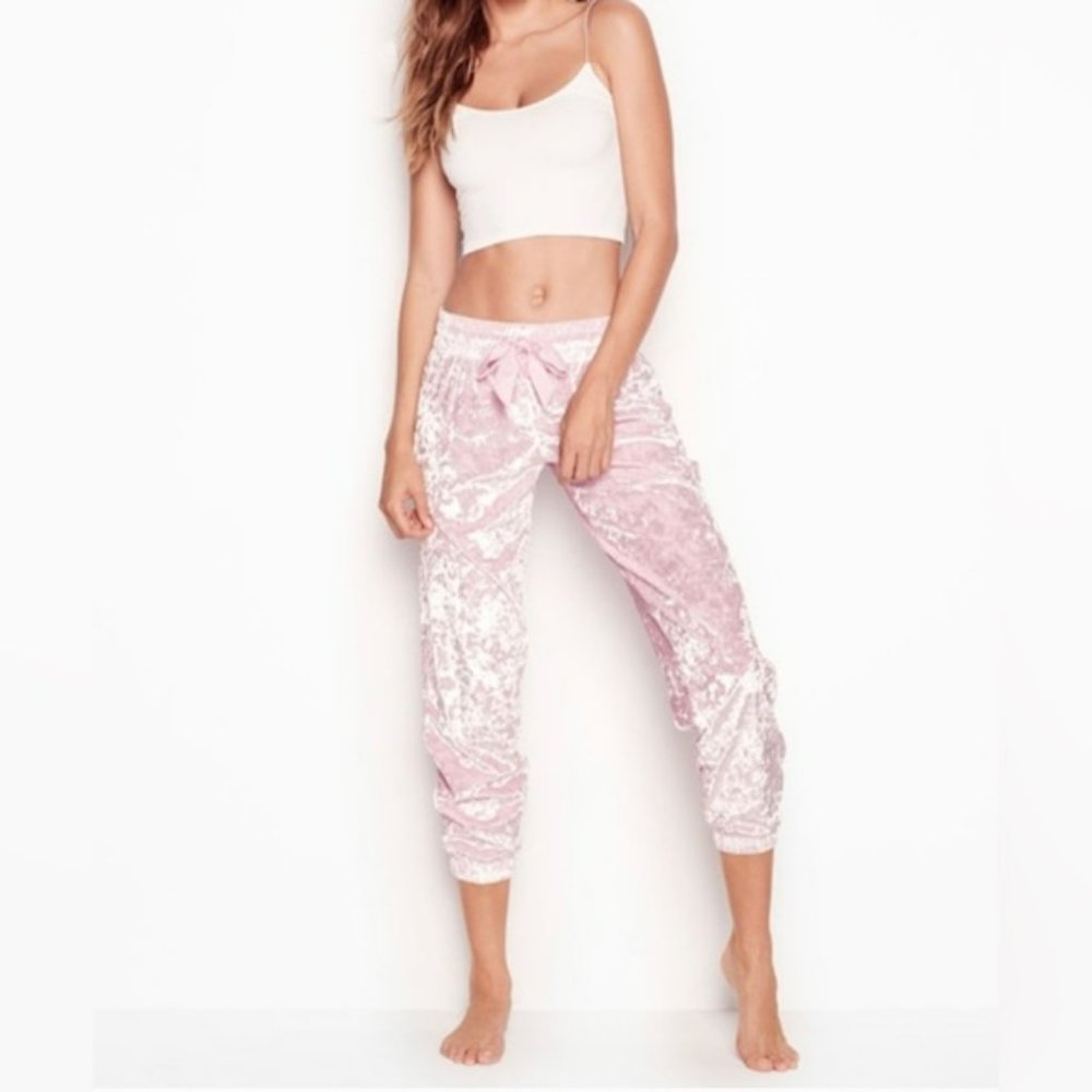 Victoria’s Secret Crushed Velvet Joggers Pink Like New